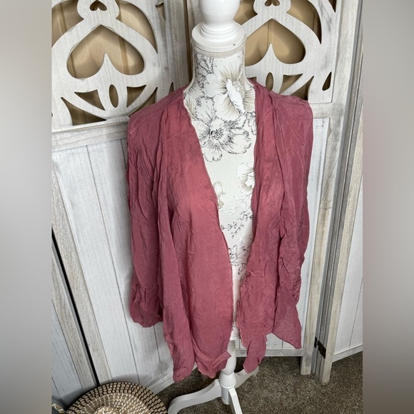 CLICK Color Me Cotton CMC Mauve Layered Flowy Kimono Open Blazer Top Sz Large - Picture 1 of 5